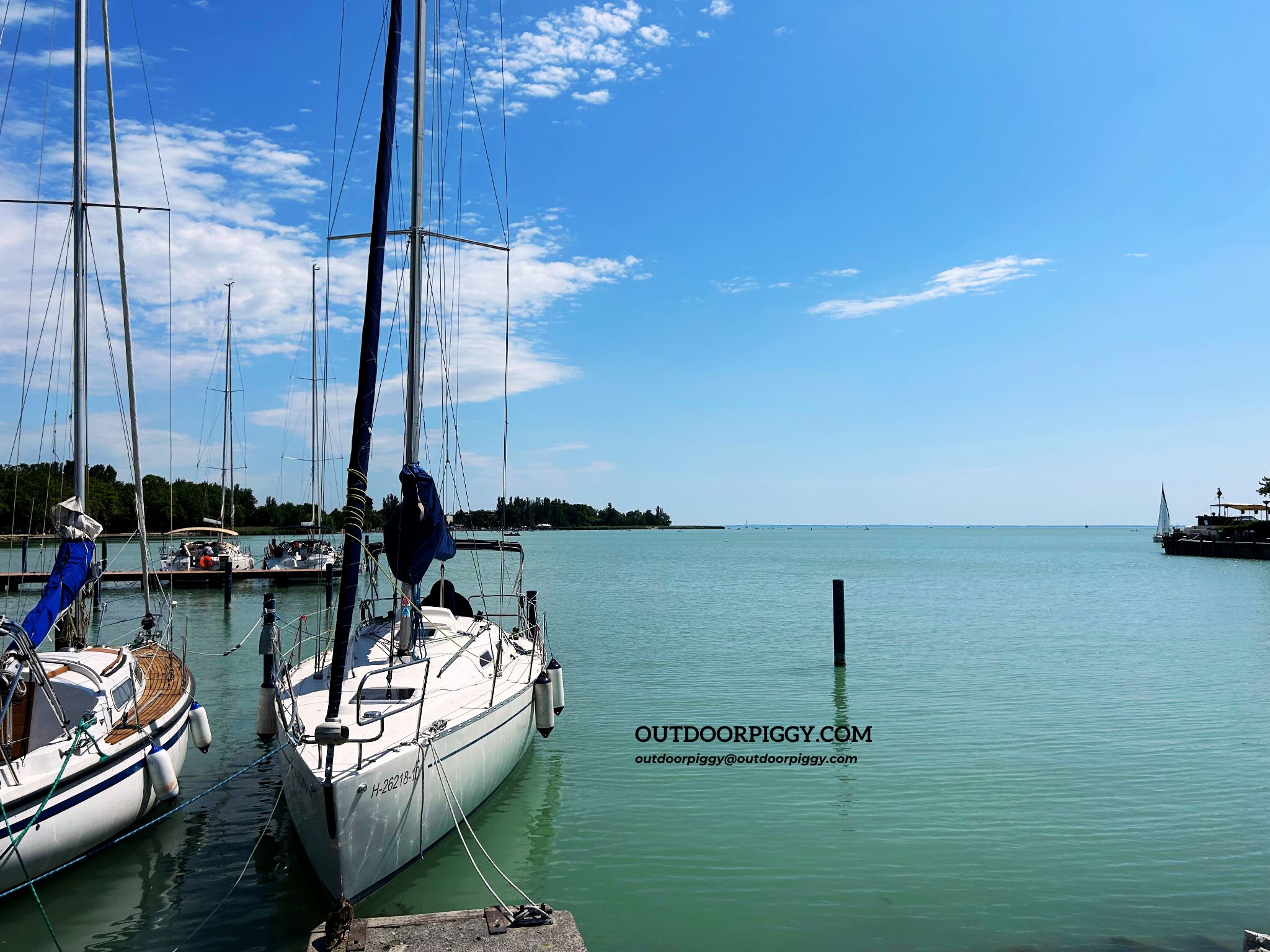 Yachts anchored on Lake Balaton