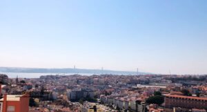 Lisbon cityscape with sea view