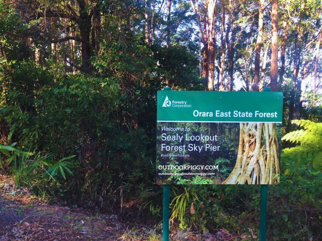 Sealy Lookout Forest Sky Pier sign in Coffs Harbour, Australia