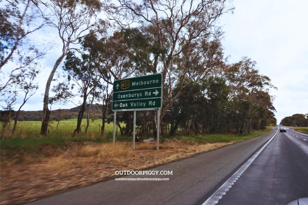 Australia highway sign heading to Melbourne